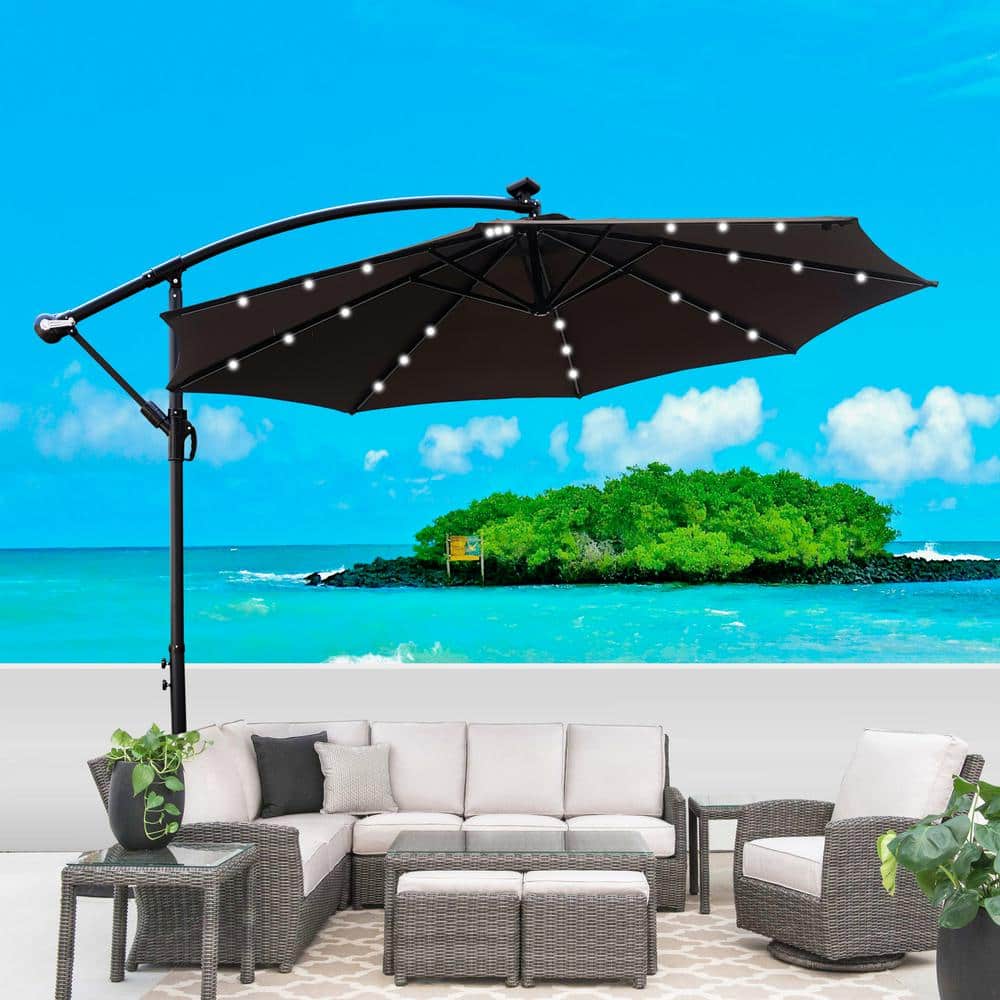 10 ft. Outdoor Patio Umbrella, Solar Powered LED Lighted Waterproof Umbrell