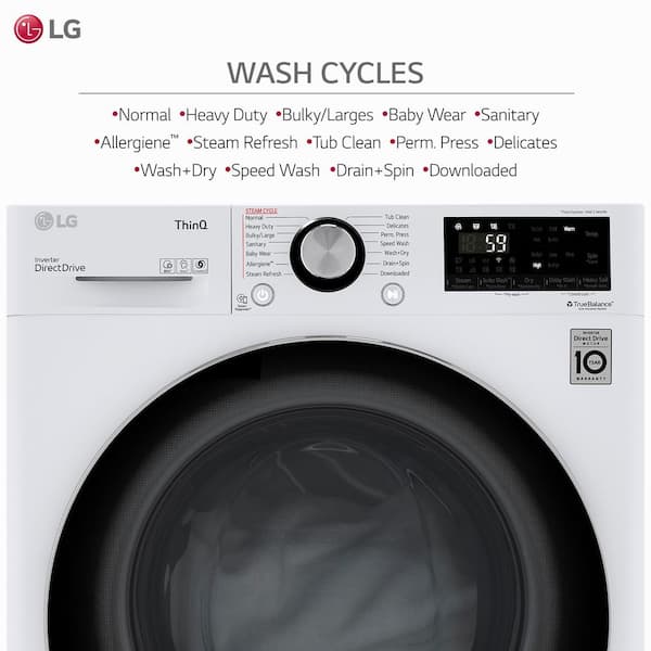 LG WM3555HWA: 2.4 cu.ft. Smart wi-fi Enabled Compact Front Load All-In-One  Washer/Dryer Combo with Built-In Intelligence