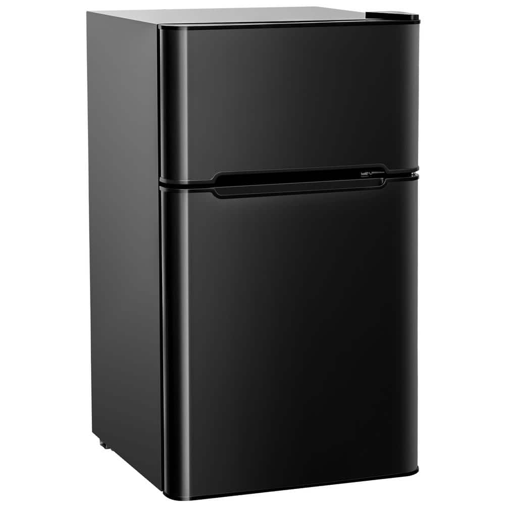 3.2 cu. ft. 2-Door Compact Mini Refrigerator in Black with Freezer Door