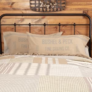 Grace Creme Nickel Grey Farmhouse Feed Sack Cotton King Pillowcase (Set of 2)