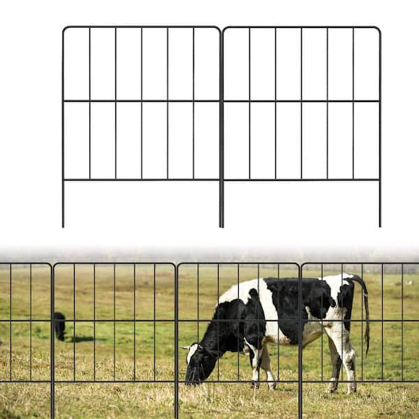 Oumilen 10 ft. L x 16.5 in. H Small Garden Decorative Fence, Rustproof Wire Panel, Square (10-Pieces) Metal
