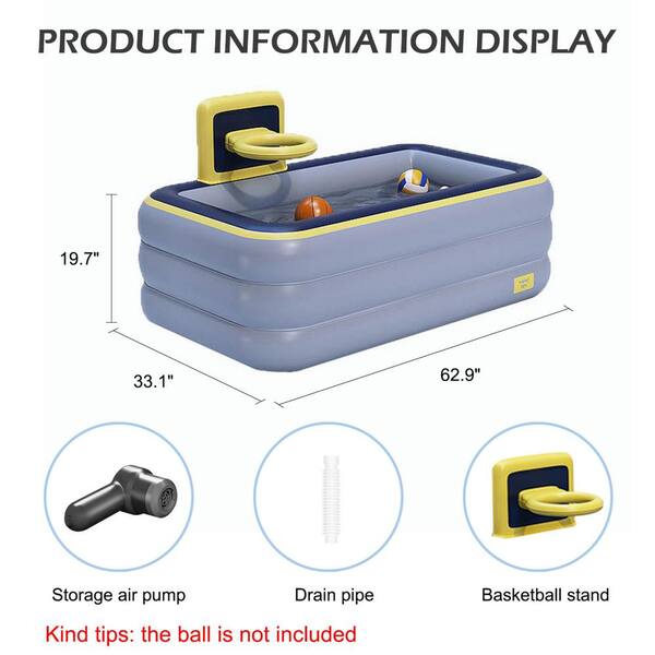 Siavonce Toy inflatable swimming pool with basketball rack