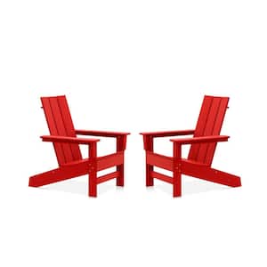 Aria Bright Red Recycled Plastic Modern Adirondack Chair (2-Pack)