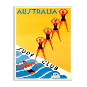 "Retro Pop Australian Club Advertisement Yellow Blue" by Marcus Jules Unframed Nature Wood Wall Art Print 10 in x 15 in