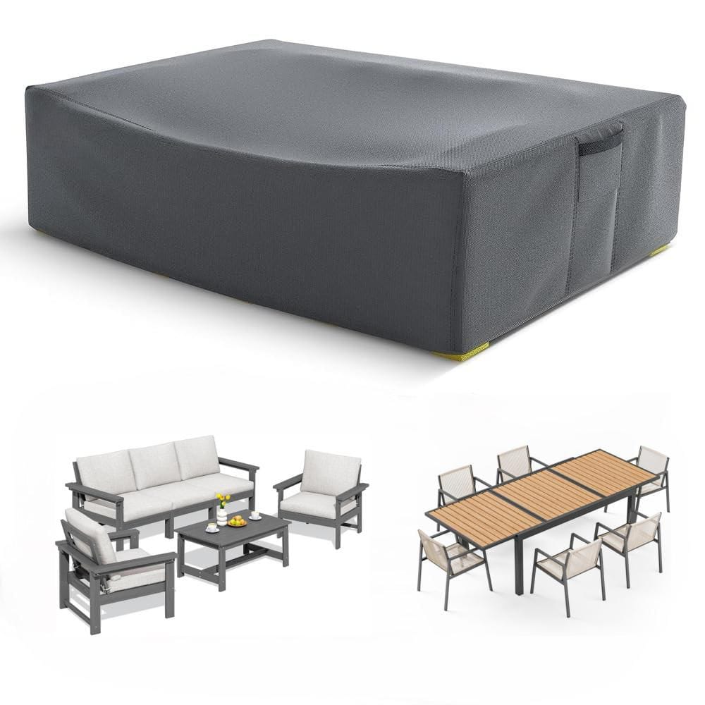 Outdoor Furniture Cover,Waterproof,Combination Sofa Table Cover,Tear Resistant,420D,126 in. L x 63 in. W x 28 in. H,Grey