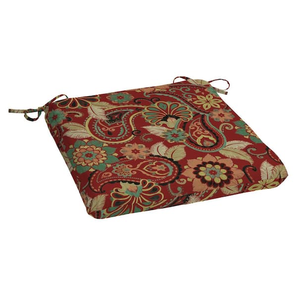 Hampton Bay Chili Paisley Square Outdoor Seat Cushion