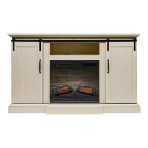 Kerrington 60 in. W Freestanding Media Console Electric Fireplace TV Stand in Weathered Ivory