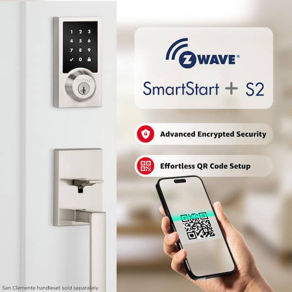 Kwikset HomeConnect 918 Satin Nickel Contemporary Z-Wave Long