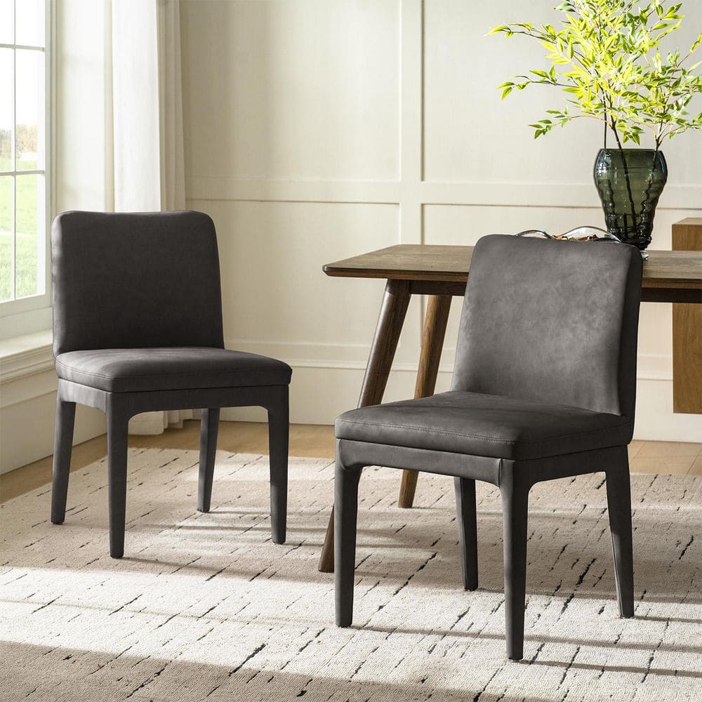 JAYDEN CREATION Perry Charcoal Faux Leather Dining Chair DCWH1487
