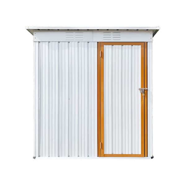 5.1 ft. W x 3.8 ft. D White Metal Shed, Outdoor Storage Shed Euipped with Shutter Vents and Lockable Door(19.4 sq. ft. )