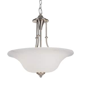 Perkins 3-Light Brushed Nickel Pendant Light Fixture with Marbleized Glass Shade