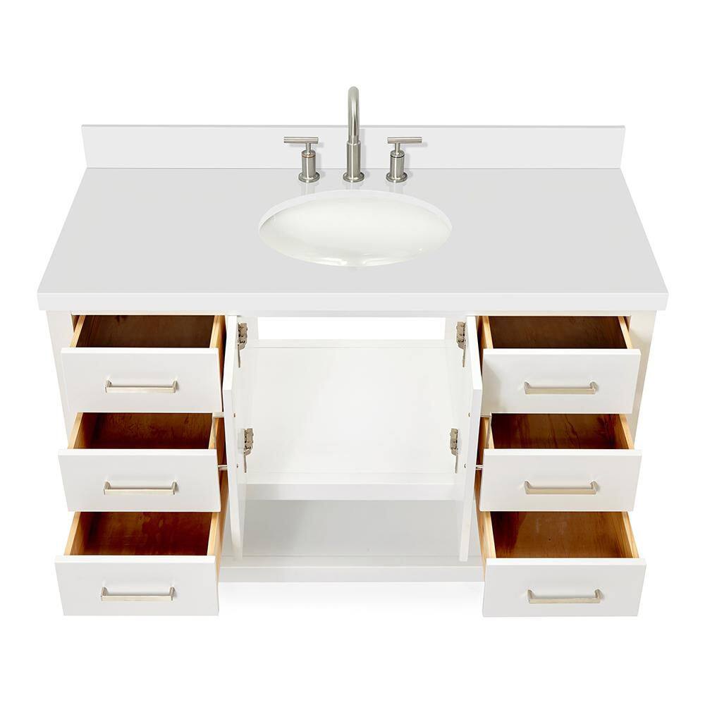 Magnolia 49" White Solid Wood Single Bathroom Vanity with Quartz Top