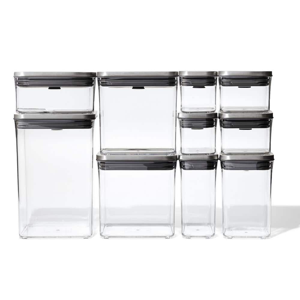OXO Good Grips 10-Piece Food Storage Pop Container in Stainless Steel -  Winestuff