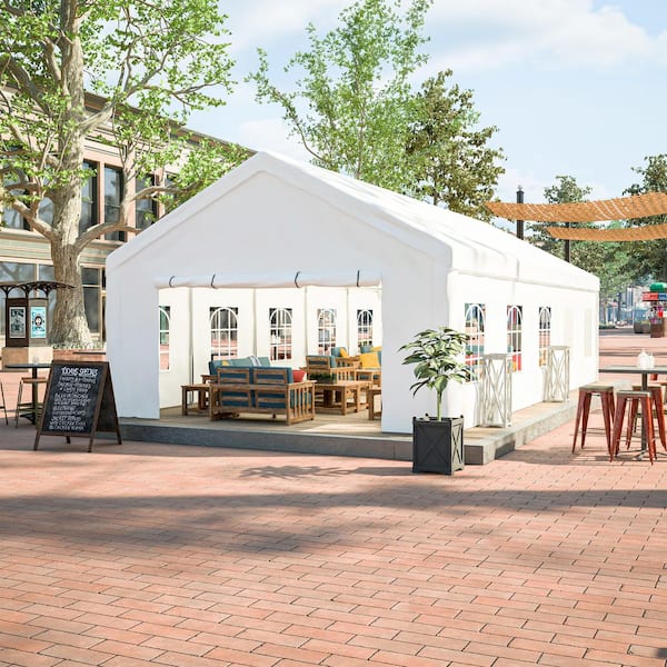 16 ft. x 32 ft. White Outdoor Heavy Duty Wedding Events Marquee Canopy with 3-Storage Bags and Removable Sidewalls
