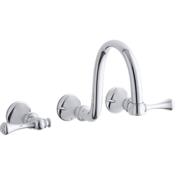 KOHLER Revival Wall Mount 2-Handle Water-Saving Bathroom Faucet Trim Kit in Polished Chrome (Valve Not Included)