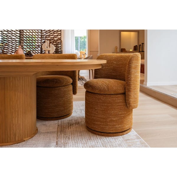 Divani Casa Norris Mustard Fabric Swivel Dining Chair