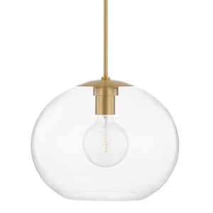 Margot 1-light Aged Brass Extra Large Pendant with Clear Glass Shade