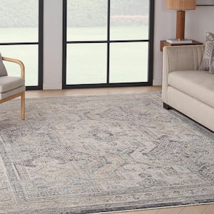 Nyle Ivory Charcoal 9 ft. x 11 ft. Vintage Persian Area Rug