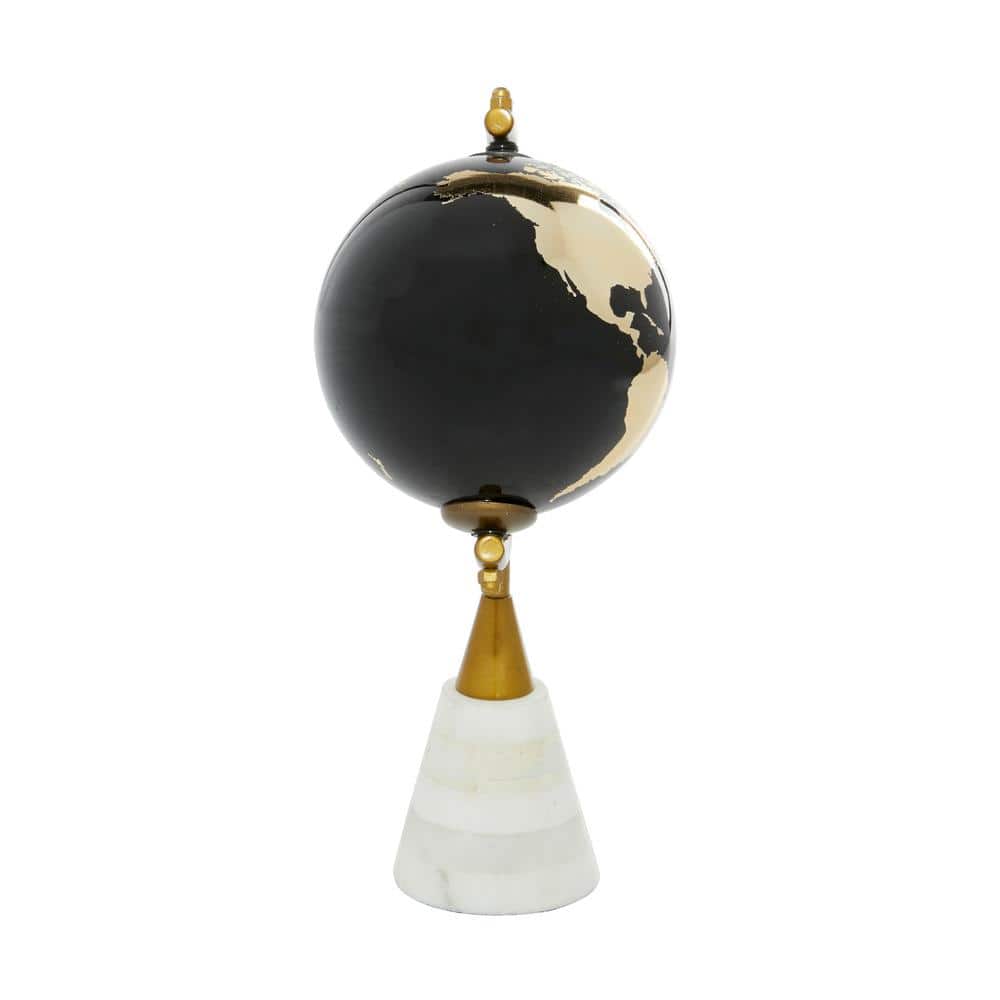 Gold and Black Ceramic Globe with Marble Base