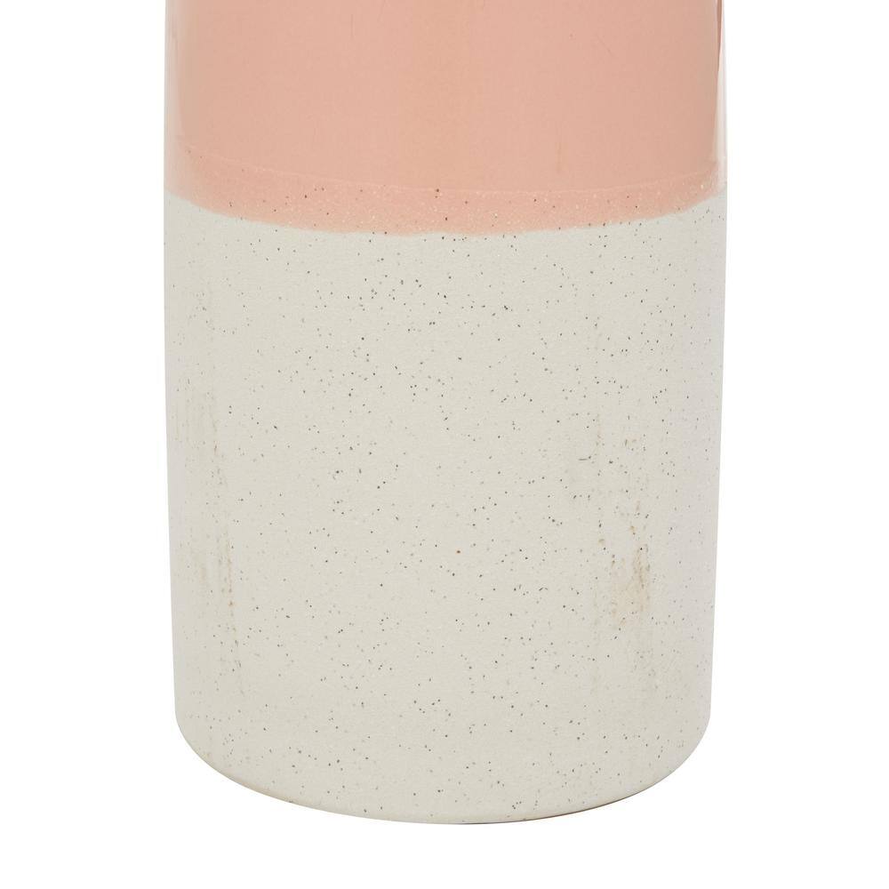 Medium Pink and White Ceramic Color-Block Vase