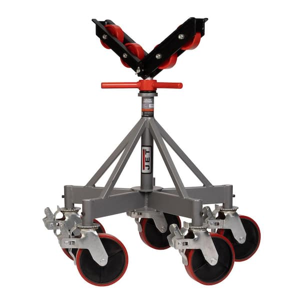 5 Leg Pipe Jack Stand with Casters and Steel Rollers 2500 lb. capacity
