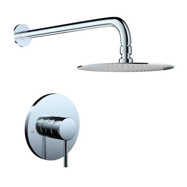 Unbranded Single Handle 1-Spray Pattern 1 Showerhead Shower Faucet Set 2.5 GPM with High Pressure Hand Shower in Chrome