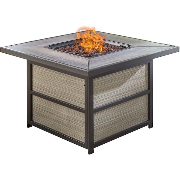 Hanover Chateau Aluminum Outdoor Coffee Table With Gas Fire Pit Chateaufp Sq The Home Depot