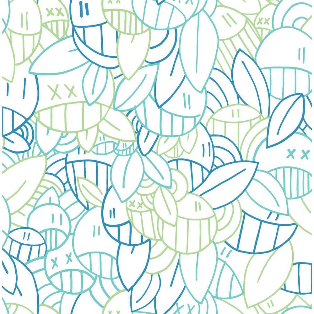 Multi Blue Cool Floral Sequence Peel and Stick Wallpaper