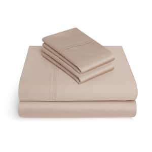 625 Thread Count 4-Piece Tan Solid Cotton King Sheet Set