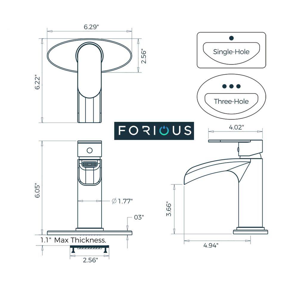 Brushed Nickel Waterfall Single Handle Bathroom Faucet with Pop-Up Drain