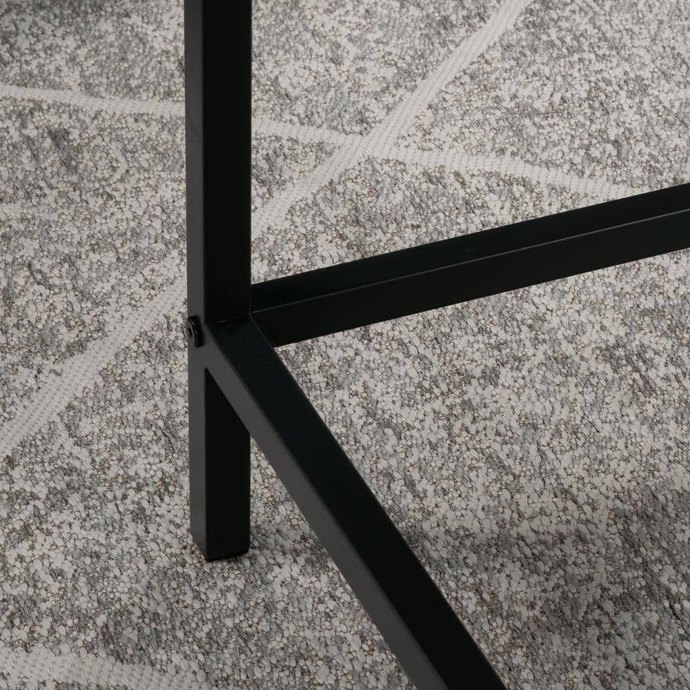 Slate Gray Wood and Metal Writing Desk with Storage
