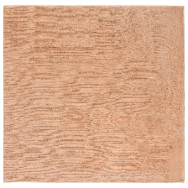 SAFAVIEH Faux Rabbit Fur Beige 6 ft. x 6 ft. Machine Washable High Low Solid Color Square Area Rug