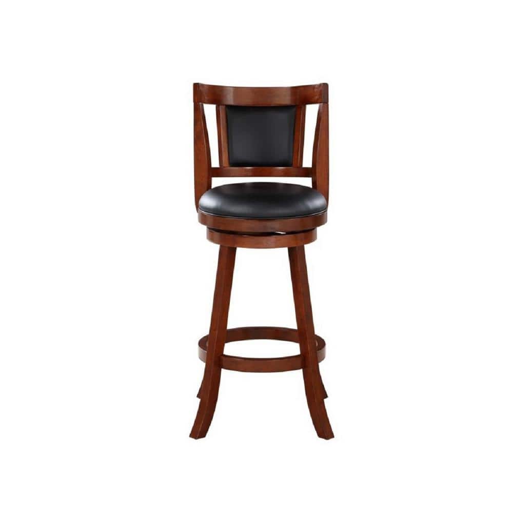 Avianna 29" Cherry Swivel Bar Stool with Leather Seat