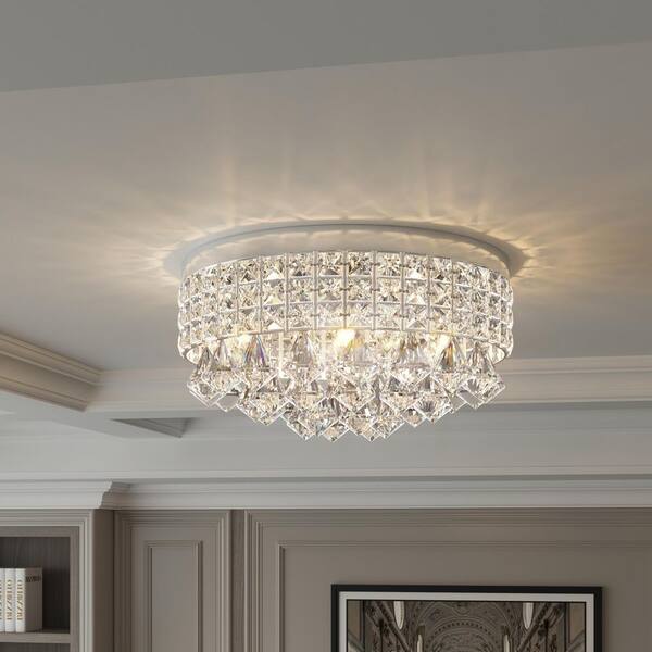 Maxax Jackson 4-Light 15 in. Chrome Flush Mount With Crystal