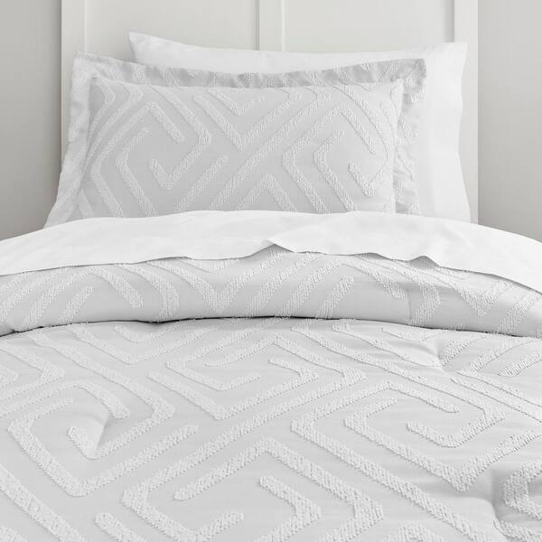 StyleWell 3-Piece Shadow Gray and White Geometric Chenille Full