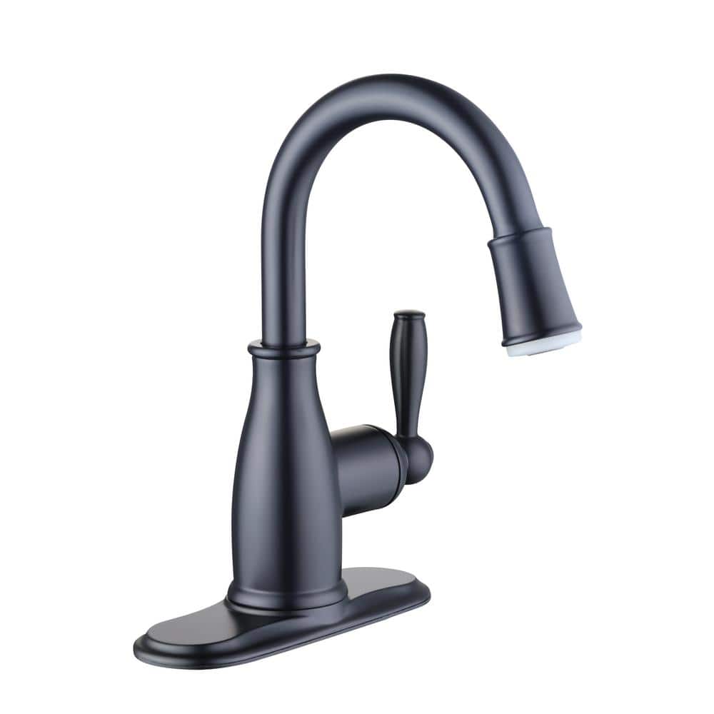 Glacier Bay Mandouri SingleHandle Single Hole LED HighArc Bathroom Faucet in Matte Black