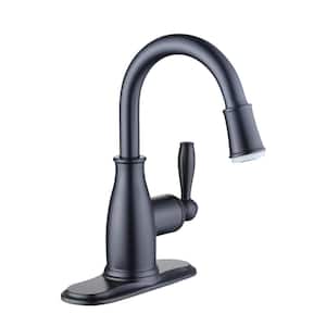 Mandouri Single-Handle Single Hole LED High-Arc Bathroom Faucet in Matte Black
