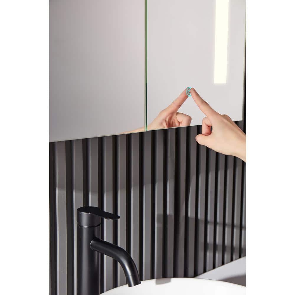 Ether 28" x 32" Frameless LED Mirror Aluminum Bathroom Cabinet