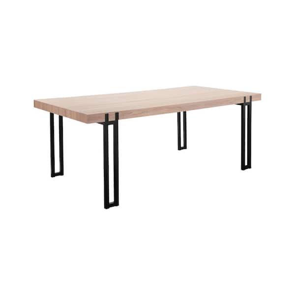 RenHome Kent Dining Table, Black Metal Legs base, wood top in Wild Oak