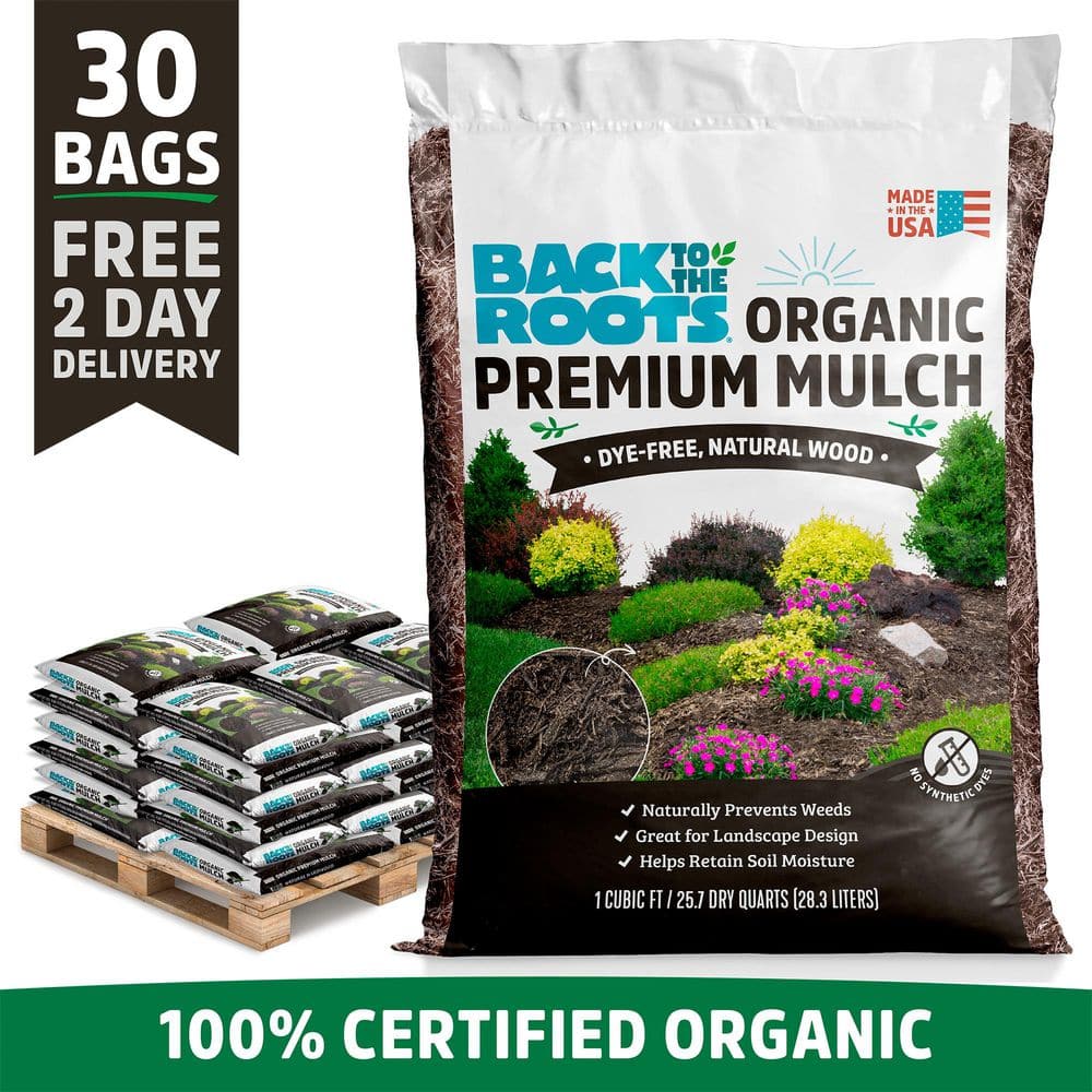 Back to the Roots Organic Bulk Bark Bagged Mulch Pallet (30 1 cu. ft ...
