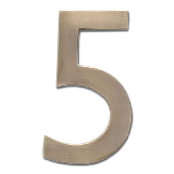 Architectural Mailboxes 4 in. Antique Brass Floating House Number 5