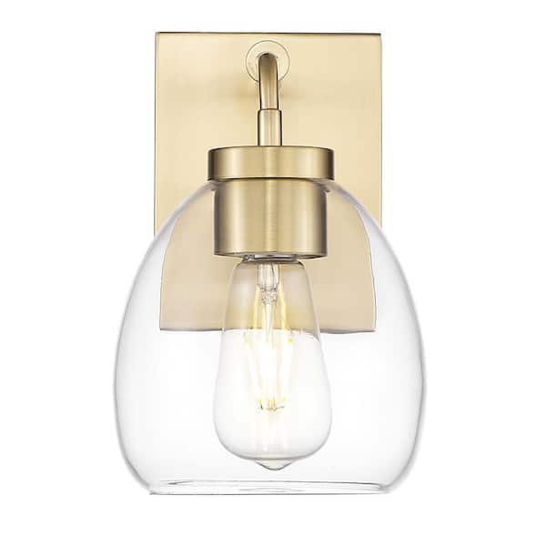 Dawes 6 in. Matte Blacke 1-Light Wall Sconce With Clear Glass Globe