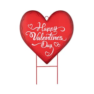 24 in. H Metal Happy Valentine's Day Heart Yard Stake or Wall Decor