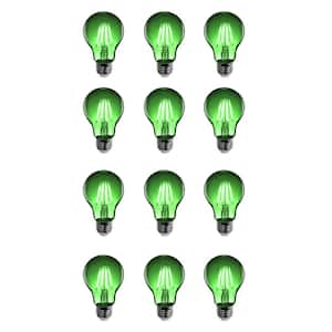 25-Watt Equivalent A19 Dimmable Filament Green Colored Glass E26 Medium Base LED Light Bulb (12-Pack)