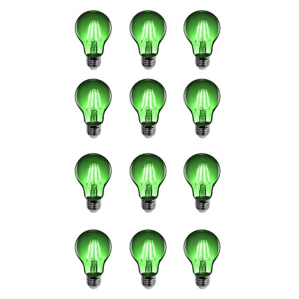 Feit Electric 25-Watt Equivalent A19 Dimmable Filament Green Colored Glass E26 Medium Base LED Light Bulb (12-Pack)