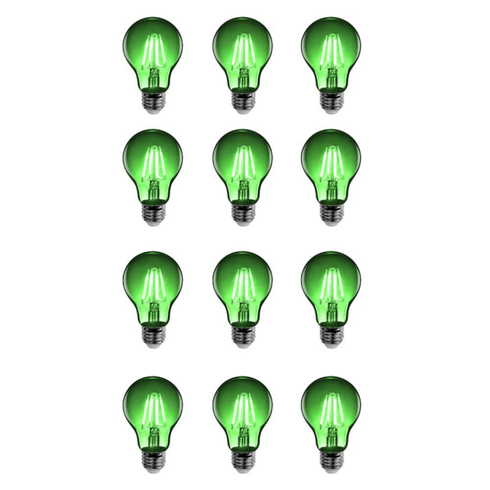 25-Watt Equivalent A19 Dimmable Filament Green Colored Glass E26 Medium Bas