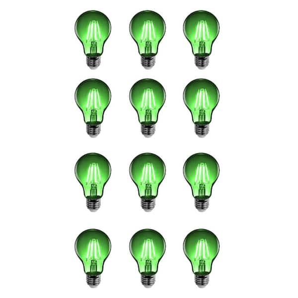 Feit Electric 25-Watt Equivalent A19 Medium E26 Base Dimmable Filament Green Colored LED Clear Glass Light Bulb (12-Pack)