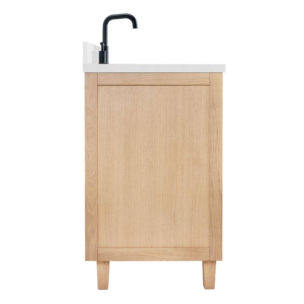 Monroe 42" Light Oak Single Sink Vanity with Carrara Quartz Top