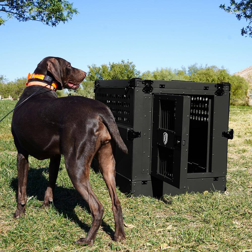 X-Large Black Aluminum Collapsible Dog Crate