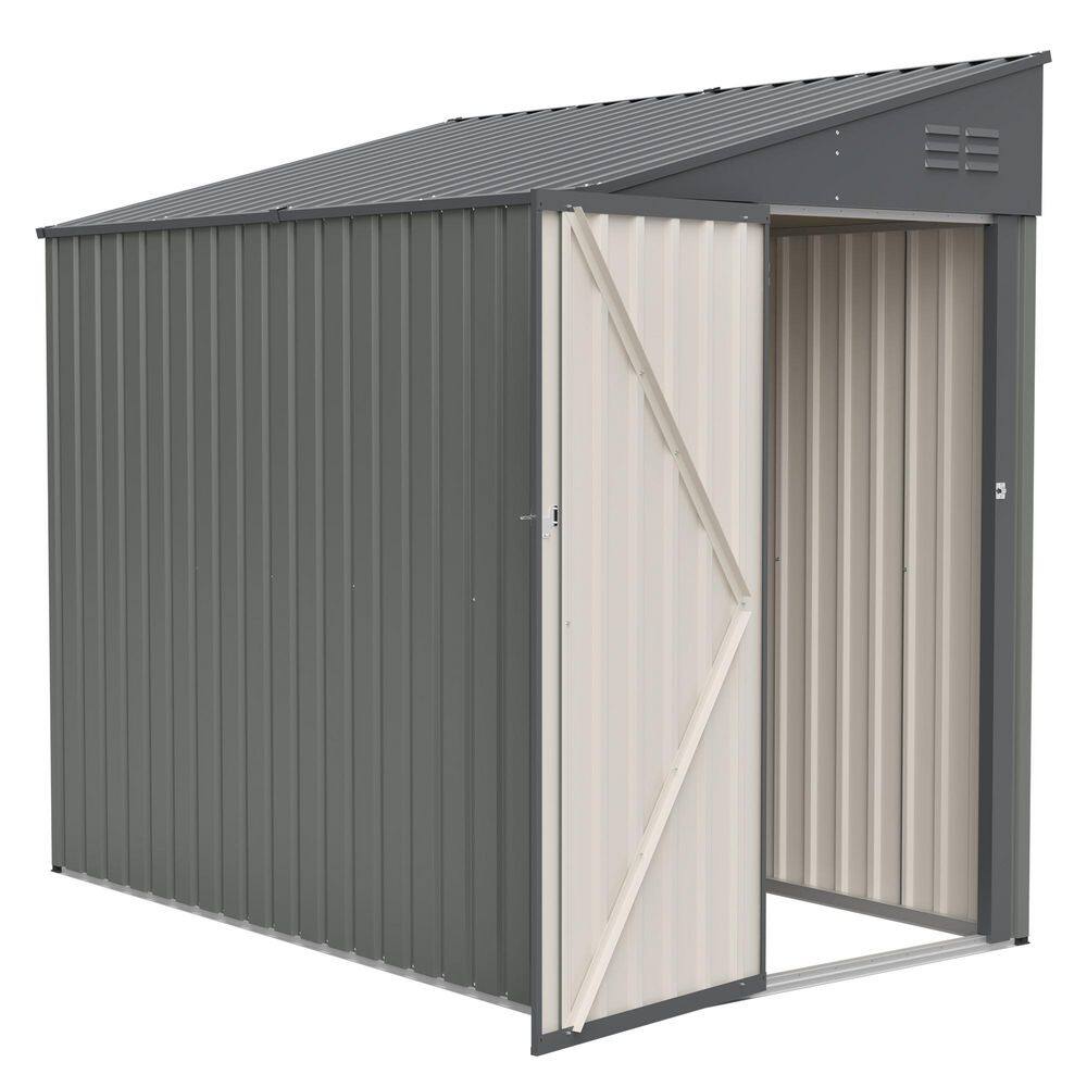 4 ft. Wide x 7 ft. Olive Gray Single-Slope Metal Storage Shed